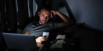 Man browsing the web