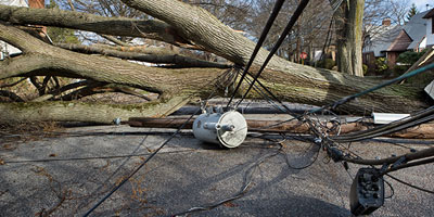 downed tree, hydro line and transformer