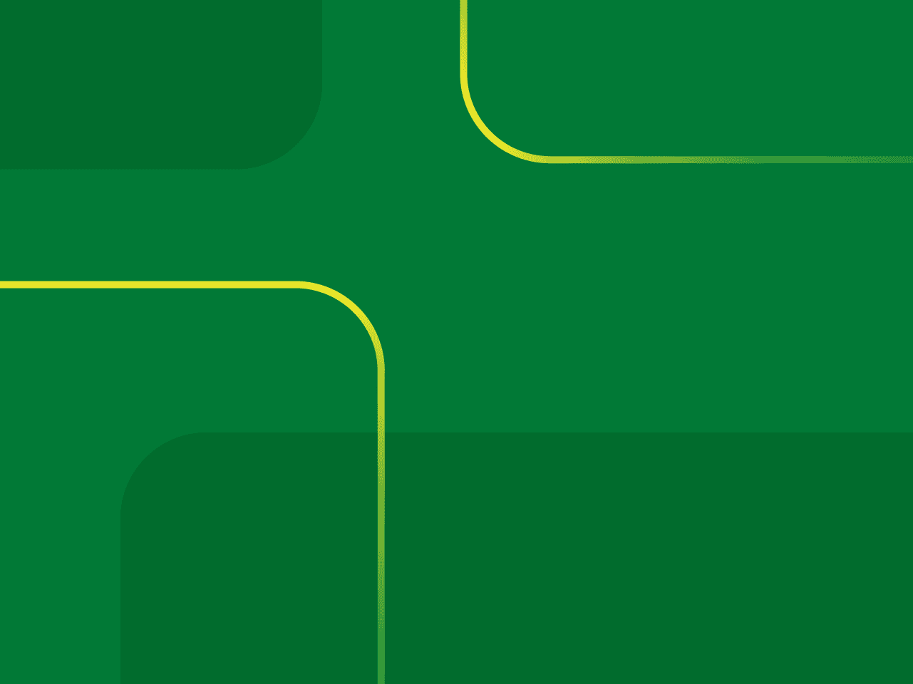 Abstract green background with rounded geometric shapes and thin yellow curved lines intersecting.